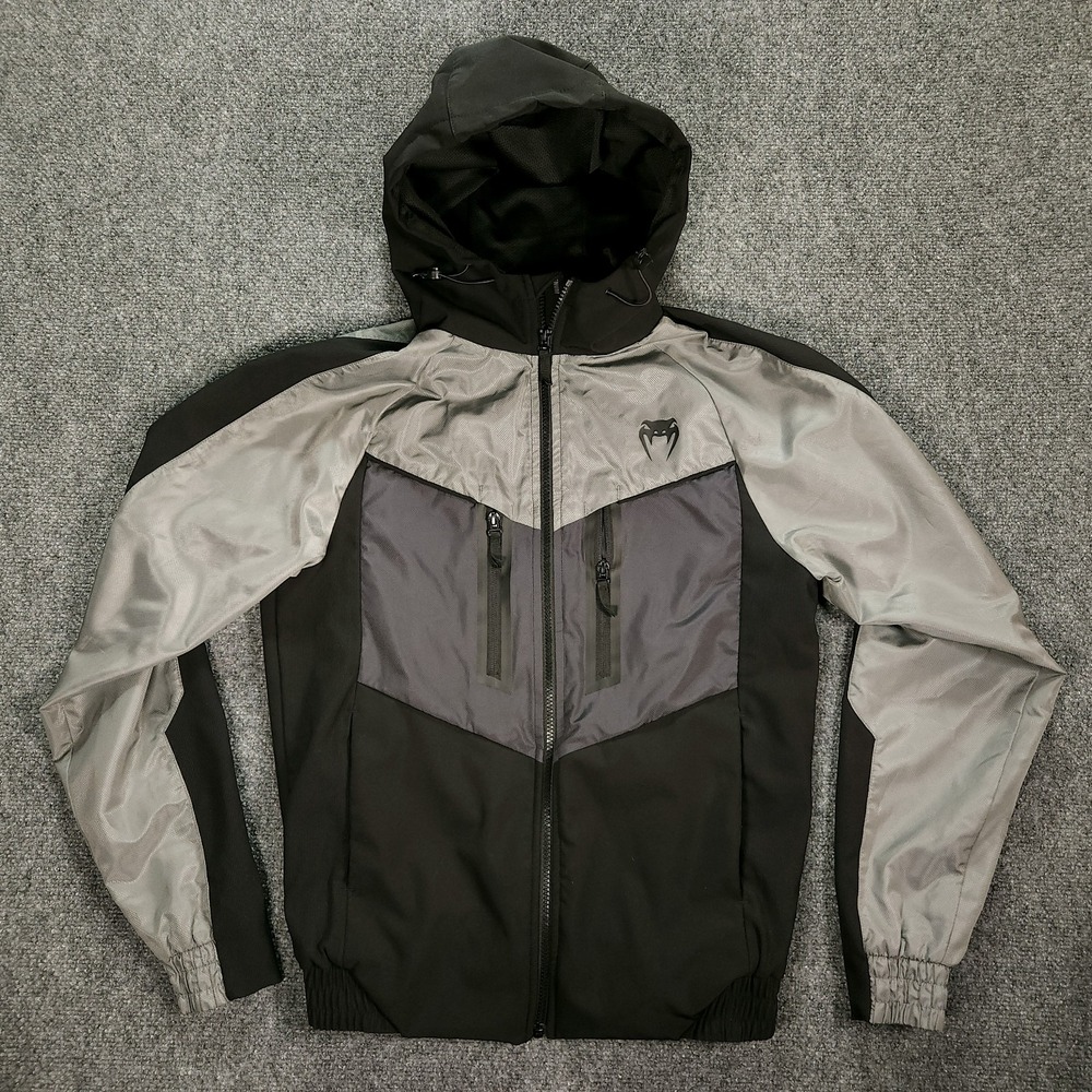 Venum Laser 3.0 Track Jacket Mens Small Black Grey Excellent Full Zip Hooded